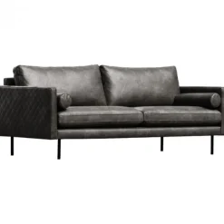 Outlet HomingXL 3 zitsbank - Daisy - met doorgestikte armleuning - leer Colorado antraciet 01