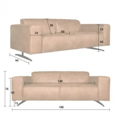 Clearance HomingXL 2 zitsbank - Lambada - leer Colorado antraciet 01