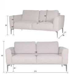 Sale HomingXL 3 zitsbank - Tulp - stof Sorro lichtgrijs 90