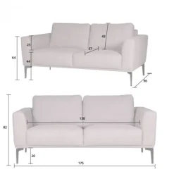 Sale HomingXL 2 zitsbank - Tulp - stof Sorro lichtgrijs 90