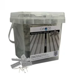 C-Wood Bevestigingsclips kunststof steengrijs gevlamd incl RVS schroeven (100 stuks)