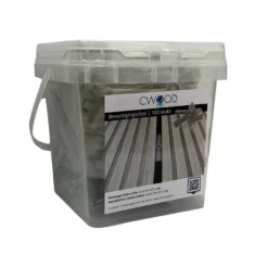 C-Wood Bevestigingsclips kunststof steengrijs gevlamd incl RVS schroeven (100 stuks)