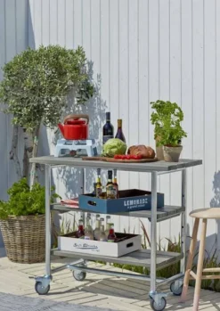 Sale Plus Danmark Bijzettafel vuren geimpregneerd - Urban met twee planken grijsbruin 50 x 100 x 90 cm