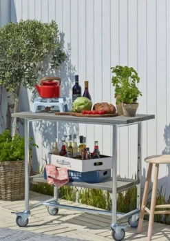 Outlet Plus Danmark Bijzettafel vuren geimpregneerd - Urban met plank grijsbruin 50 x 100 x 90 cm