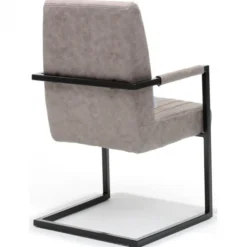 Clearance Bo Lundgren Eetkamerstoel - Sanne - Lederlook Soft Pebble - Met armleuning (4 stuks)