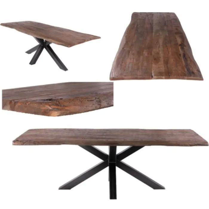 Hot HomingXL Boomstamtafel massief Acacia Oud Hout - 260 x 100 cm - Bladdikte 5 cm - Diverse poten