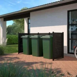 Online Plus Danmark Containerscherm vuren - Lund zwart 85 x 245 x 124 cm