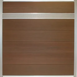 Outlet C-Wood Schutting composiet co-extrusie Como teak met blank alu kader en deco lamel rooster (180x190cm)