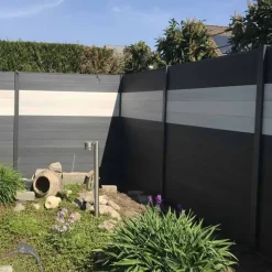Clearance C-Wood Schutting composiet co-extrusie Garda antraciet met antraciet aluminium kader (180 x 180 cm)
