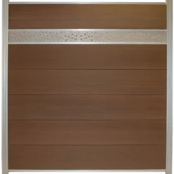 Discount C-Wood Schutting composiet co-extrusie Como teak met blank alu kader en deco lamel cirkel (180 x 190 cm)