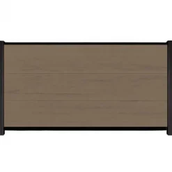 Outlet C-Wood Schutting composiet co-extrusie Como vergrijsd bruin met zwart aluminium kader (180 x 90 cm)