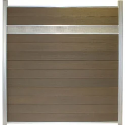 Online C-Wood Schutting composiet co-extrusie Garda vergrijsd bruin blank alu kader deco lamel rooster (180x190cm)