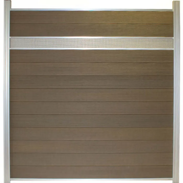 Online C-Wood Schutting composiet co-extrusie Garda vergrijsd bruin blank alu kader deco lamel rooster (180x190cm)