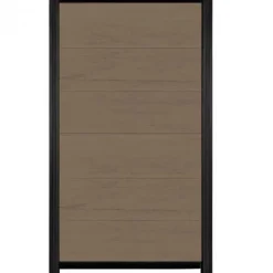 Sale C-Wood Schutting composiet co-extrusie Como vergrijsd bruin met zwart aluminium kader (90 x 180 cm)