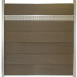 Discount C-Wood Schutting composiet co-extrusie Como vergrijsd bruin blank alu kader deco lamel rooster (180x190cm)