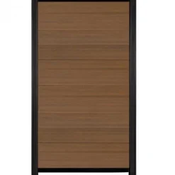 C-Wood Schutting composiet co-extrusie Como teak met zwart aluminium kader (90 x 180 cm)