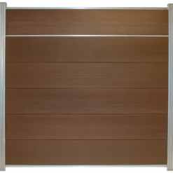 Online C-Wood Schutting composiet co-extrusie Como teak met blank aluminium kader en sierlijst (180 x 180 cm)