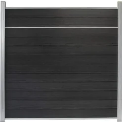 C-Wood Schutting composiet co-extrusie Garda antraciet met blank alu kader en sierlijst (180 x 180 cm)