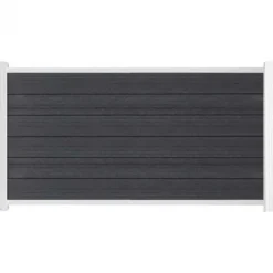 Clearance C-Wood Schutting composiet co-extrusie Garda antraciet met wit aluminium kader (180 x 90 cm)