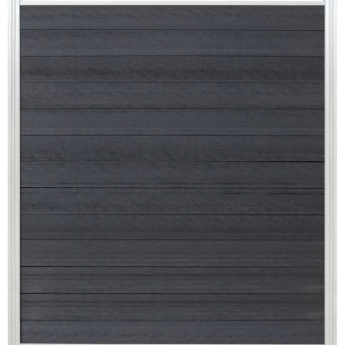 Hot C-Wood Schutting composiet co-extrusie Garda antraciet met blank aluminium kader (180 x 200 cm)