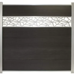 Clearance C-Wood Schutting composiet co-extrusie Como antraciet met blank aluminium kader (180 x 180 cm)