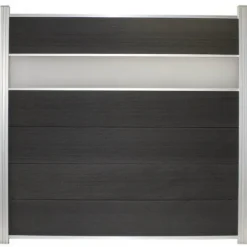 Clearance C-Wood Schutting composiet co-extrusie Como antraciet met blank aluminium kader (180 x 180 cm)