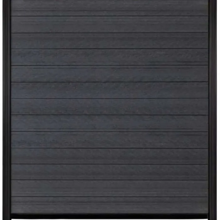 Outlet C-Wood Schutting composiet co-extrusie Garda antraciet met zwart aluminium kader (180 x 200 cm)