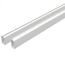 C-Wood Schutting composiet co-extrusie Garda vergrijsd bruin met wit aluminium kader (180 x 180 cm)