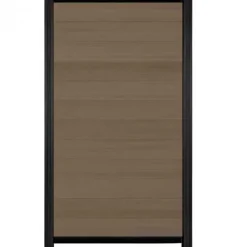 C-Wood Schutting composiet co-extrusie Garda vergrijsd bruin met zwart alu kader (90 x 180 cm)