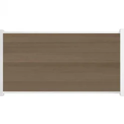 New C-Wood Schutting composiet co-extrusie Garda vergrijsd bruin met wit alu kader (180 x 90 cm)