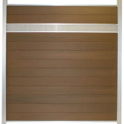 Discount C-Wood Schutting composiet co-extrusie Garda teak met blank alu kader en deco lamel rooster (180x190cm)