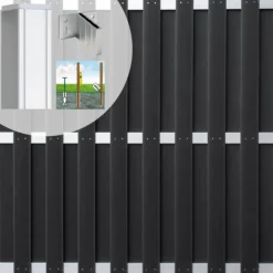 Hot C-Wood Schutting set composiet Capri antraciet met blank aluminium frame ( 5,67 meter)