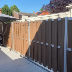 C-Wood Schutting set composiet Stijl bruin met blank aluminium frame (9,41 meter)