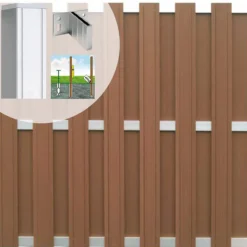 Discount C-Wood Schutting set composiet Stijl bruin met blank aluminium frame (7,54 meter)