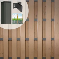 Discount C-Wood Schutting set composiet Bari bruin gevlamd met antraciet aluminium frame (5,67 meter)