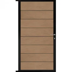 Discount C-Wood Tuindeur aluminium zwart frame Modular - composiet teak (90 x 180 cm)