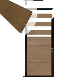 C-Wood Tuindeur aluminium zwart frame Mix & Match - composiet bruin gevlamd (90 x 180 cm)