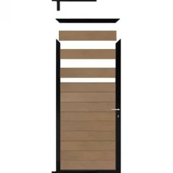 C-Wood Tuindeur aluminium zwart frame Mix & Match - composiet bruin gevlamd (90 x 180 cm)