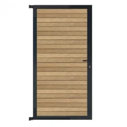 C-Wood Tuindeur aluminium zwart frame Rhombus Triple - composiet teak (90 x 180 cm)