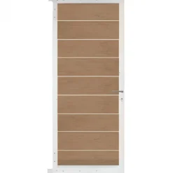 Hot C-Wood Tuindeur aluminium wit frame Modular - composiet teak (90 x 200 cm)