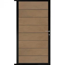 Outlet C-Wood Tuindeur aluminium zwart frame Modular - composiet bruin gevlamd (90 x 180 cm)