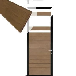 Discount C-Wood Tuindeur aluminium zwart frame Mix & Match - composiet bruin gevlamd (90 x 200 cm)