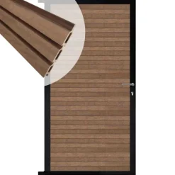 Hot C-Wood Tuindeur aluminium zwart frame Rhombus Triple - composiet bruin gevlamd (90 x 180 cm)