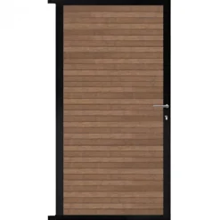 Hot C-Wood Tuindeur aluminium zwart frame Rhombus Triple - composiet bruin gevlamd (90 x 180 cm)