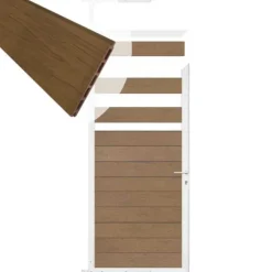 Best C-Wood Tuindeur aluminium wit frame Mix & Match - composiet bruin gevlamd (90 x 180 cm)