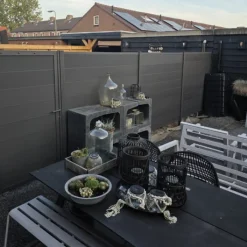 Hot C-Wood Tuindeur aluminium antraciet frame Modular - composiet antraciet (90 x 180 cm)