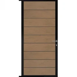 Outlet C-Wood Tuindeur aluminium zwart frame Modular - composiet bruin gevlamd (90 x 200 cm)