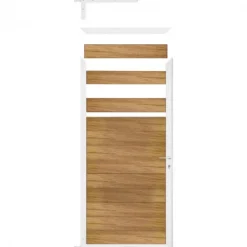 New C-Wood Tuindeur aluminium wit frame Mix & Match - hardhout Ipé (90 x 180 cm)