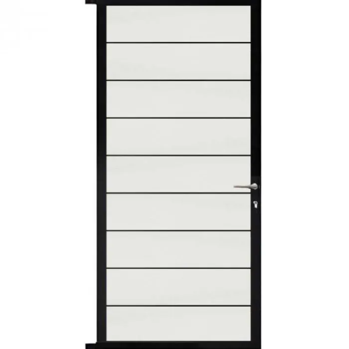 New C-Wood Tuindeur aluminium zwart frame Modular - composiet co-ex wit (90 x 200 cm)