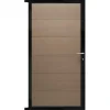 Clearance C-Wood Tuindeur composiet Como vergrijsd bruin met zwart alu kader (90 x 180 cm)